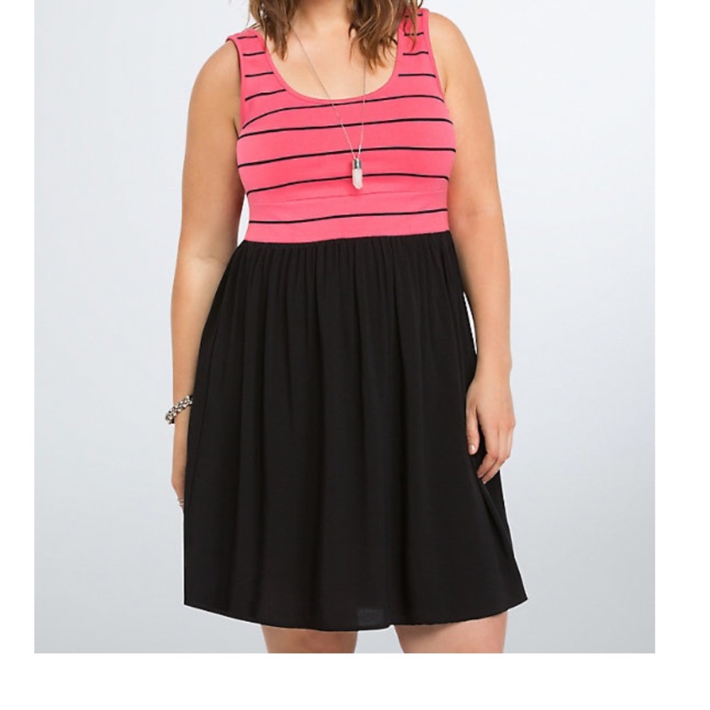Torrid coral pink stripe tank dress